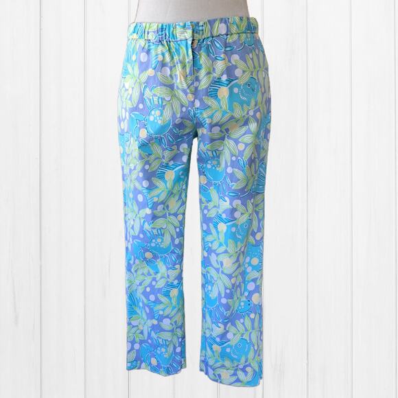Lilly Pulitzer White Label Maternity Crop Pants Sweet Blue Crabby Size Small - Picture 7 of 9
